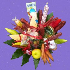 kytice z uzenin, masová kytice, jedlý dárek